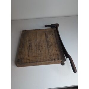 Vtg INGENTO 1142 No 5 Paper Cutter Wood 15"x15"Cast Iron Handle